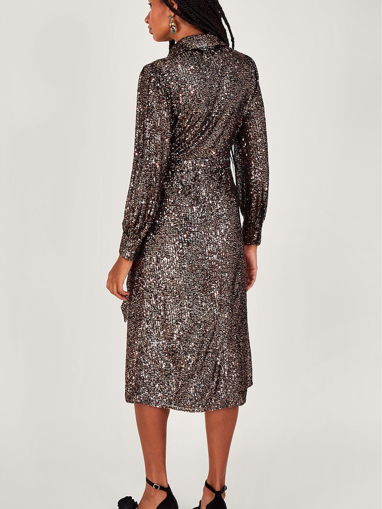Monsoon Silver Megan Sequin Dress - Image 2 of 5