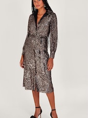 Monsoon Silver Megan Sequin Dress - Image 3 of 5