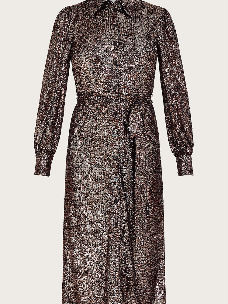 Monsoon Silver Megan Sequin Dress - Image 5 of 5