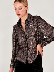 Monsoon Silver Megan Sequin Shirt - Image 1 of 4