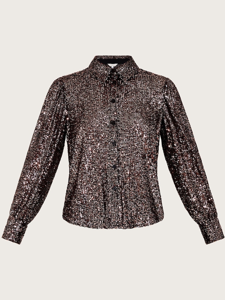 Monsoon Silver Megan Sequin Shirt - Image 4 of 4