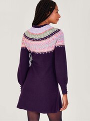 Monsoon Purple Fairisle Pattern Dress - Image 2 of 5