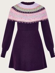 Monsoon Purple Fairisle Pattern Dress - Image 5 of 5
