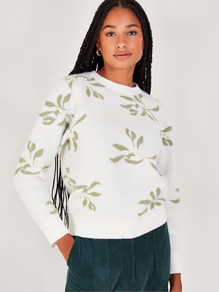 Monsoon Natural Mia Mistletoe Jumper - Image 1 of 5