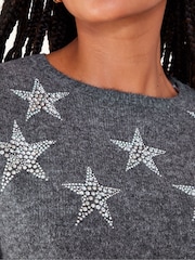 Monsoon Grey Sabrina Star Jumper - Image 4 of 5