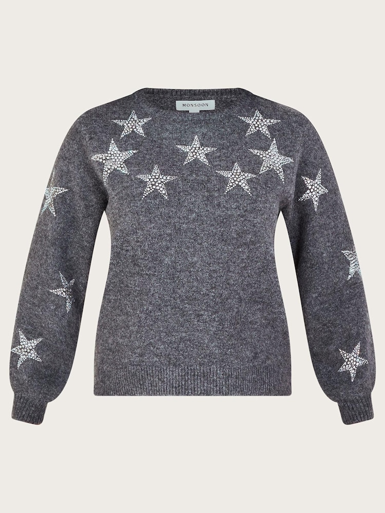 Monsoon Grey Sabrina Star Jumper - Image 5 of 5