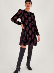 Monsoon Ruby Paisley Velvet Black Dress - Image 1 of 4