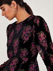 Monsoon Ruby Paisley Velvet Black Dress - Image 3 of 4