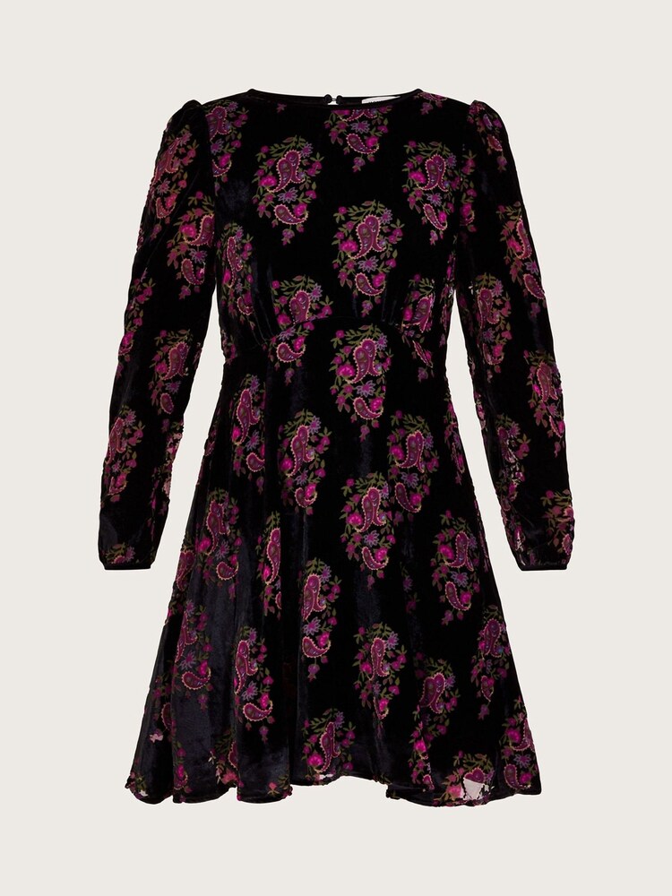 Monsoon Ruby Paisley Velvet Black Dress - Image 4 of 4