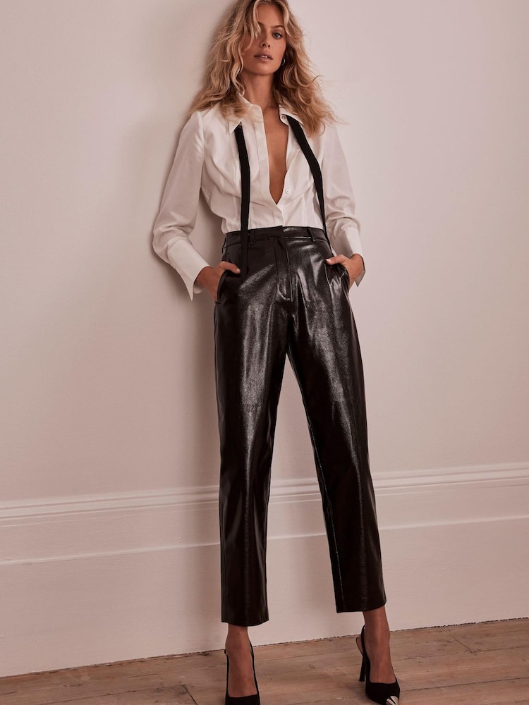 Mint Velvet Black Faux Leather Trousers - Image 2 of 4