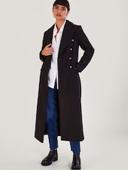 Monsoon Black Double-Breasted Daria Coat - Image 1 of 5