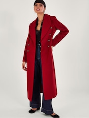 Monsoon Red Daria Double-Breasted Coat - Image 1 of 4