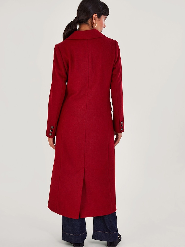 Monsoon Red Daria Double-Breasted Coat - Image 2 of 4