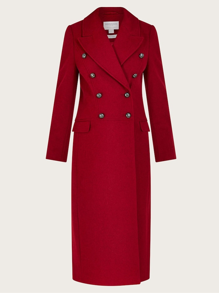 Monsoon Red Daria Double-Breasted Coat - Image 4 of 4
