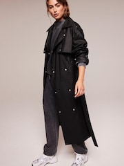 Mint Velvet Black Waxed Trench Coat - Image 1 of 4