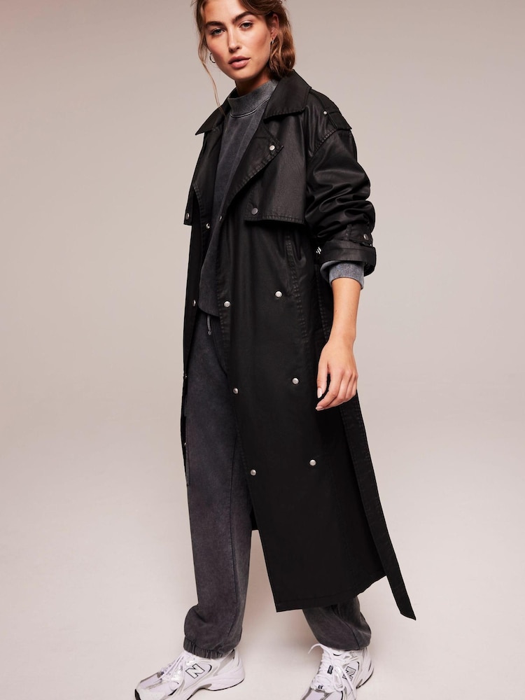 Mint Velvet Black Waxed Trench Coat - Image 1 of 4