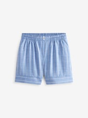 Blue Elasticated Waist Linen Stripe Shorts - Image 6 of 8