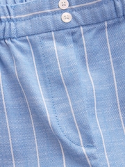 Blue Elasticated Waist Linen Stripe Shorts - Image 7 of 8