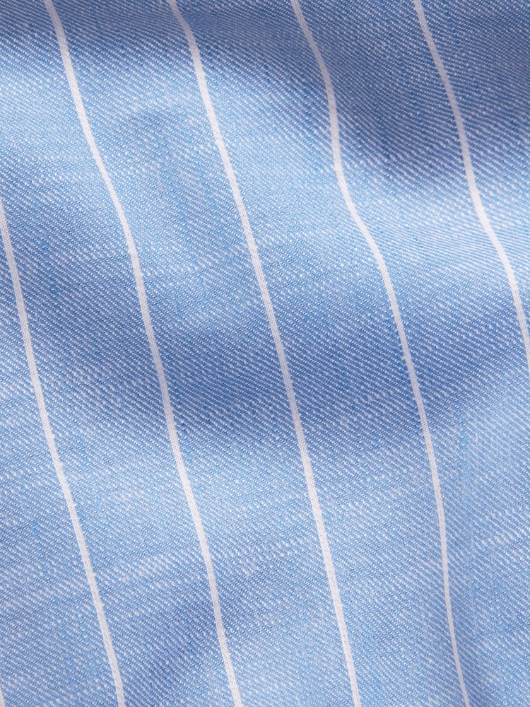 Blue Elasticated Waist Linen Stripe Shorts - Image 8 of 8
