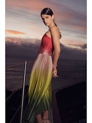 Rainbow Occasion Ombre One Shoulder Pleated Dress - Image 2 of 5