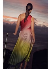 Rainbow Occasion Ombre One Shoulder Pleated Dress - Image 3 of 5