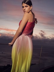 Rainbow Occasion Ombre One Shoulder Pleated Dress - Image 4 of 5