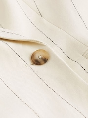 White Striped Linen Double Breasted Blazer - Image 6 of 6