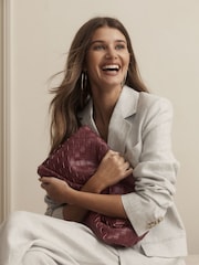Grey Linen Single Breasted Blazer - Image 3 of 7