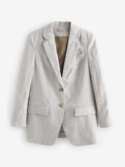 Grey Linen Single Breasted Blazer - Image 6 of 7