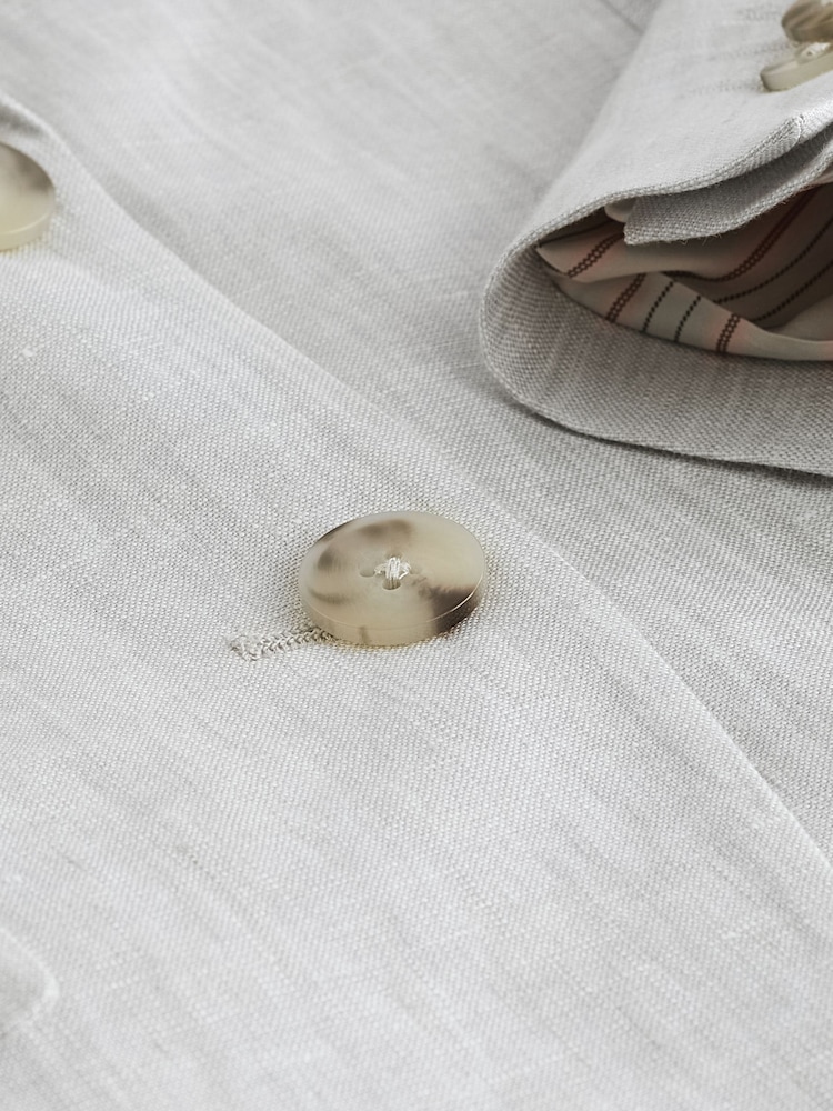 Grey Linen Single Breasted Blazer - Image 7 of 7
