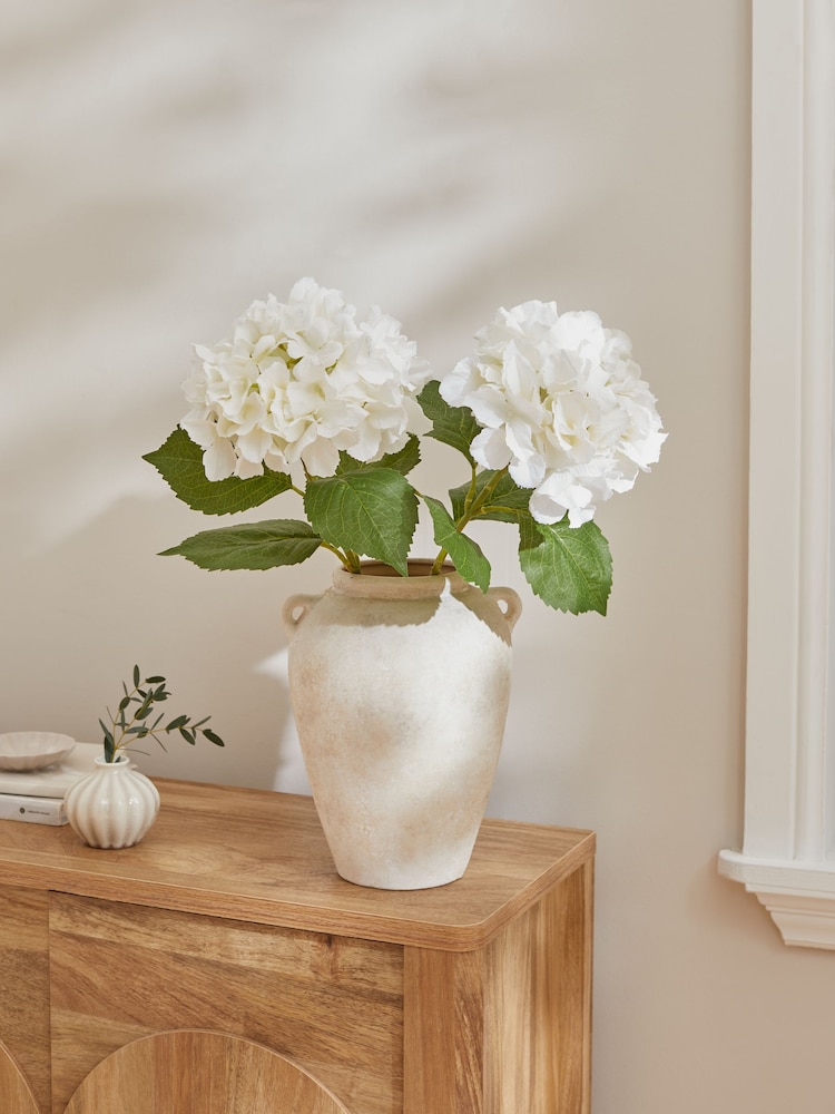 Set of 2 White Artificial Hydrangea Stems - Image 1 of 2