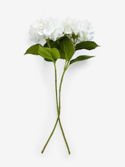 Set of 2 White Artificial Hydrangea Stems - Image 2 of 2