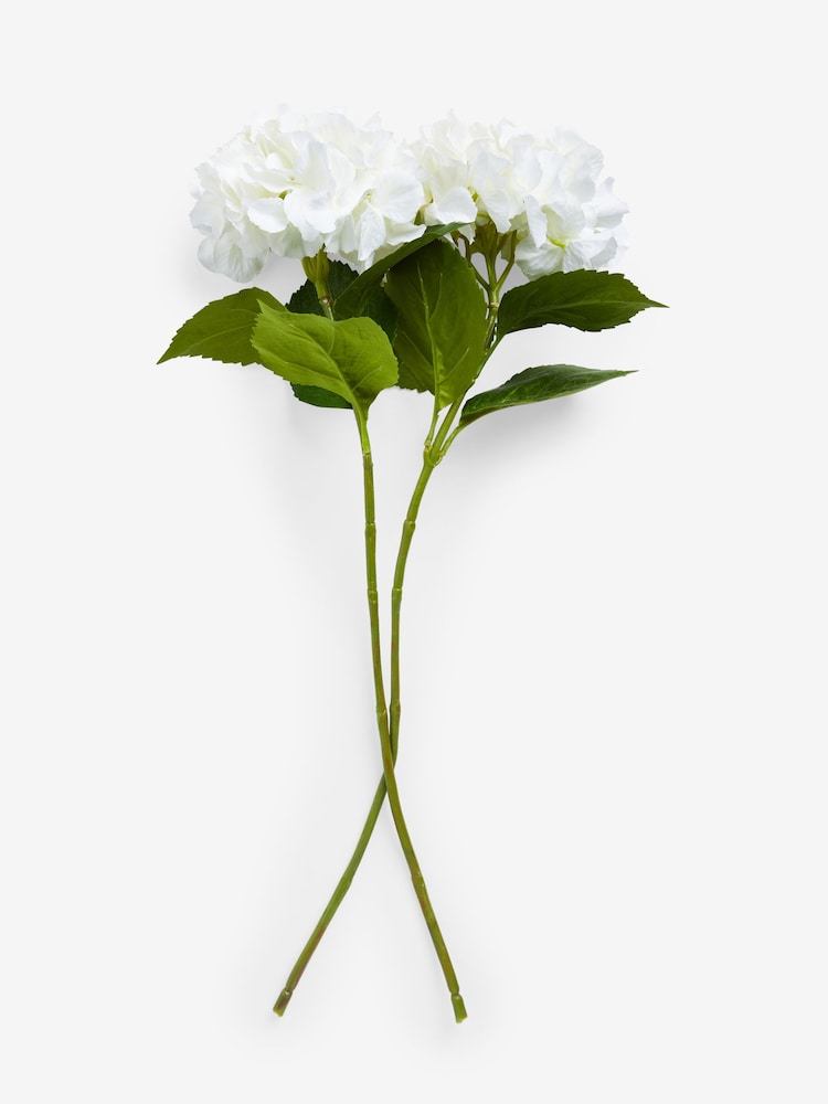 Set of 2 White Artificial Hydrangea Stems - Image 2 of 2