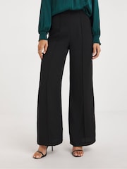JD Williams Black Magisculpt Satin Wide Leg Trousers - Image 1 of 4