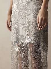 Multi Sequin Embroidered Column Maxi Dress - Image 5 of 7