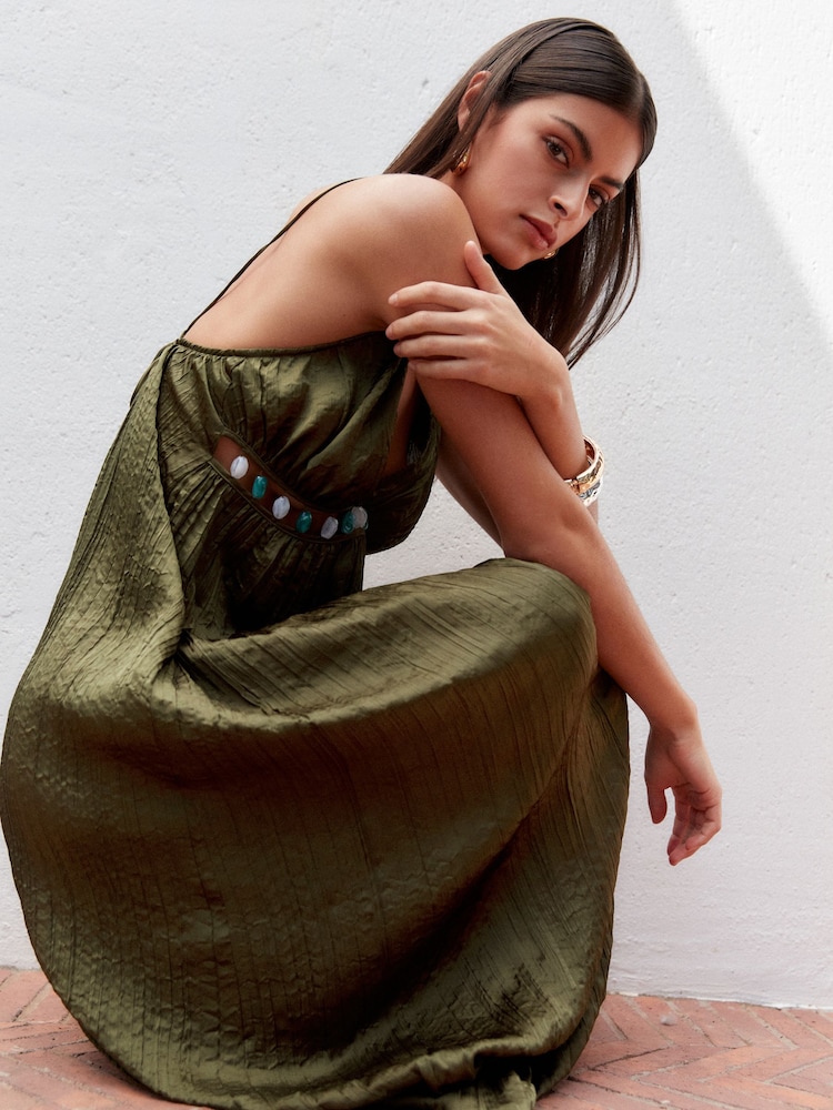 Khaki Green Maxi Dress - Image 2 of 5 Khaki Green Maxi Dress - Image 2 of 5