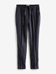 Navy Linen Striped Tapered Trousers - Image 5 of 6