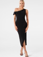 Forever New Black Tyra One Shoulder Ruffle Bodycon Dress - Image 1 of 4