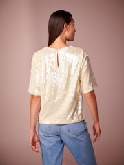 Cream Sequin T-Shirt - Image 3 of 7