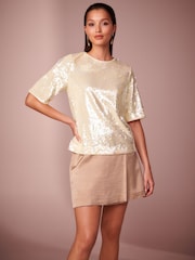 Cream Sequin T-Shirt - Image 4 of 7
