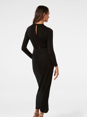 Forever New Black Clarissa Petite Glitter Midi Dress - Image 2 of 4