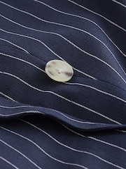 Navy Linen Striped Sleeveless Double Breasted Blazer - Image 7 of 7