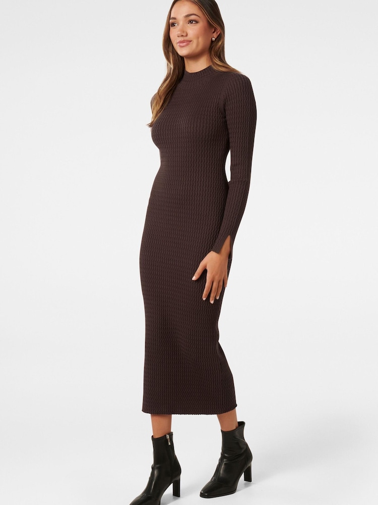 Forever New Brown Georgia Petite Textured Knit Dress - Image 2 of 3
