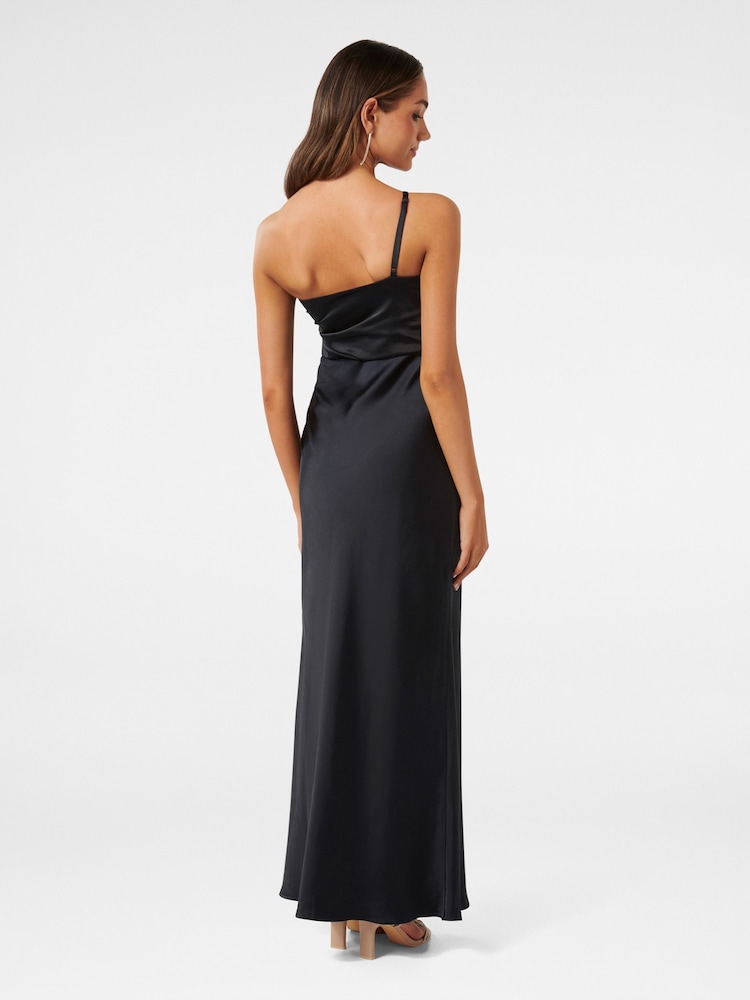 Forever New Black Petite Kelly One Shoulder Satin Maxi Dress - Image 2 of 4