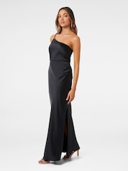 Forever New Black Petite Kelly One Shoulder Satin Maxi Dress - Image 3 of 4