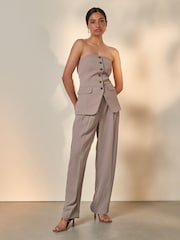 Mink Brown Button Through Bandeau Waistcoat - Image 2 of 5