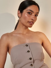 Mink Brown Button Through Bandeau Waistcoat - Image 4 of 5