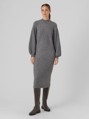VERO MODA Grey Cable Knit Sleeves Maxi Jumper Dress - Image 3 of 5