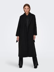 ONLY Black Maxi Length Wrap Tailored Coat - Image 1 of 1