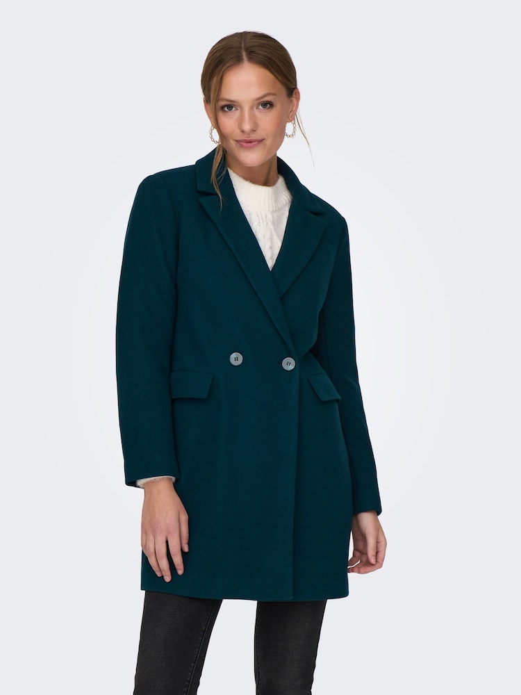 ONLY Green Tailored Button Up Smart Coat - Image 1 of 5